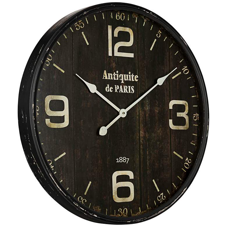 Image 1 Cooper Classics Jedrak Aged Black 23 3/4 inch Round Wall Clock