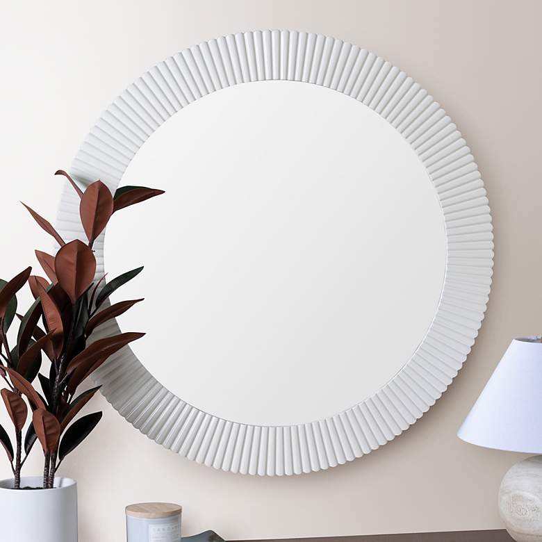 Image 1 Cooper Classics Josia Glossy White 36" Round Wall Mirror