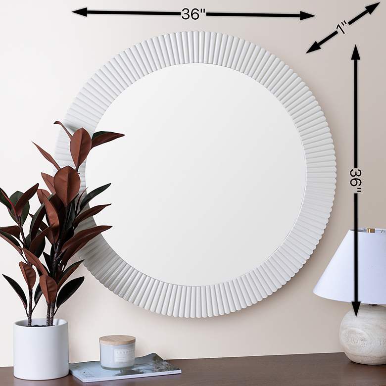 Image 7 Cooper Classics Josia Glossy White 36" Round Wall Mirror more views