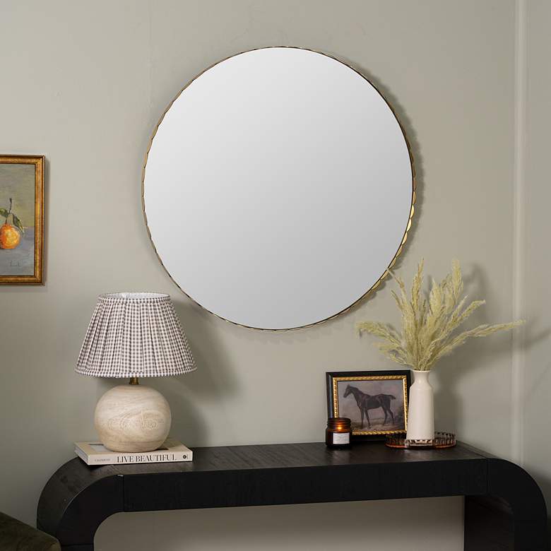 Image 5 Cooper Classics Jules Gold Metal 31 1/2" Round Wall Mirror more views