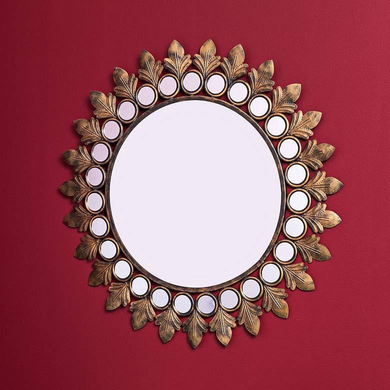Image 1 Cooper Classics Lana Antique Gold 31 1/2 inch Round Wall Mirror