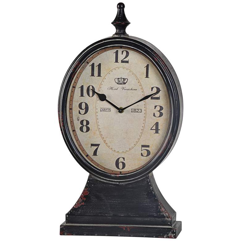 Image 1 Cooper Classics Leona 16 1/2 inchH Distressed Black Table Clock