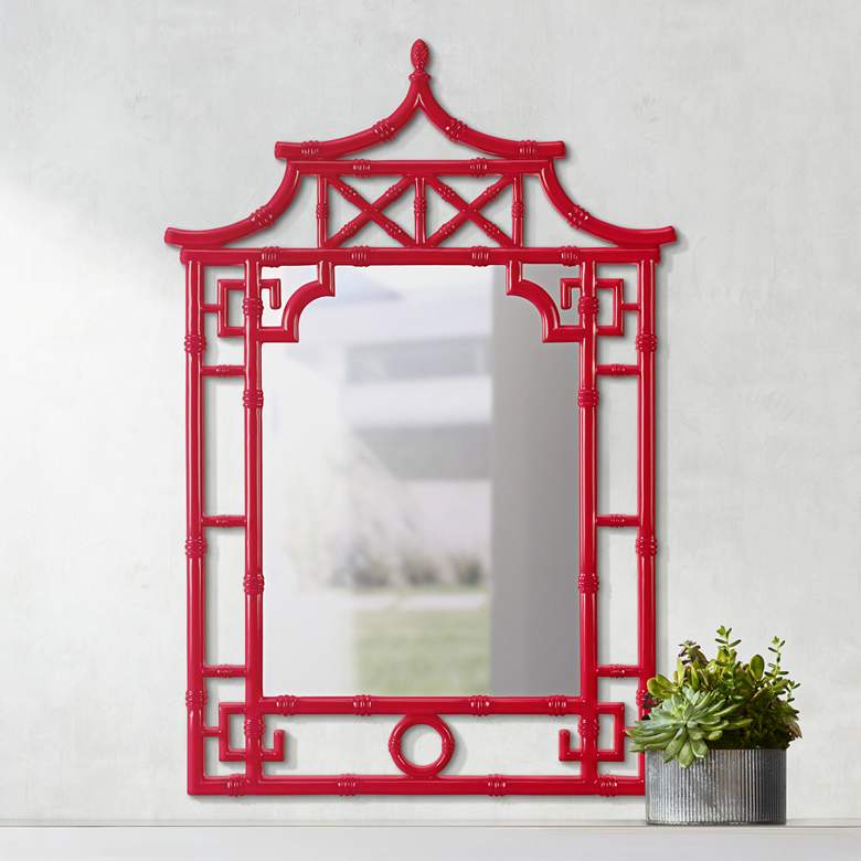 Image 1 Cooper Classics Lilly Glossy Red 28 1/2" x 42" Wall Mirror