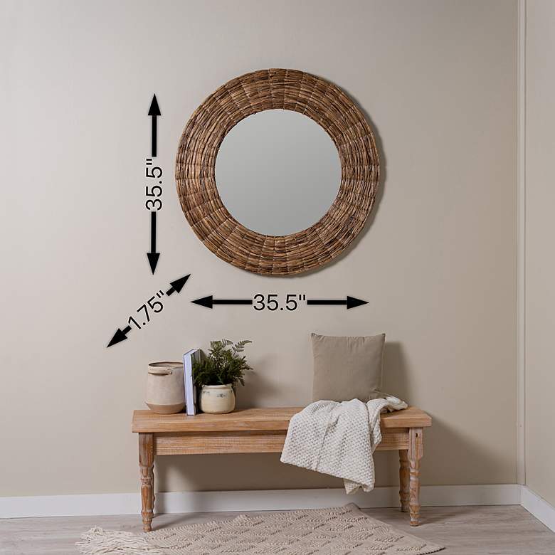 Image 7 Cooper Classics Lori Natural 35 1/2 inch Round Wall Mirror more views