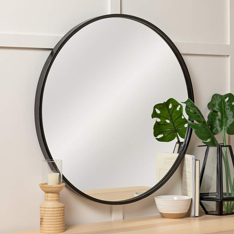 Image 3 Cooper Classics Luna Black Matte 30 inch Round Wall Mirror more views