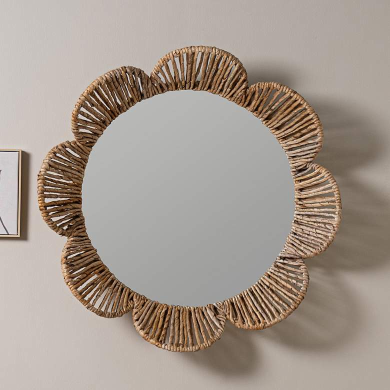 Image 1 Cooper Classics Nicholas Natural 34" Flower Wall Mirror