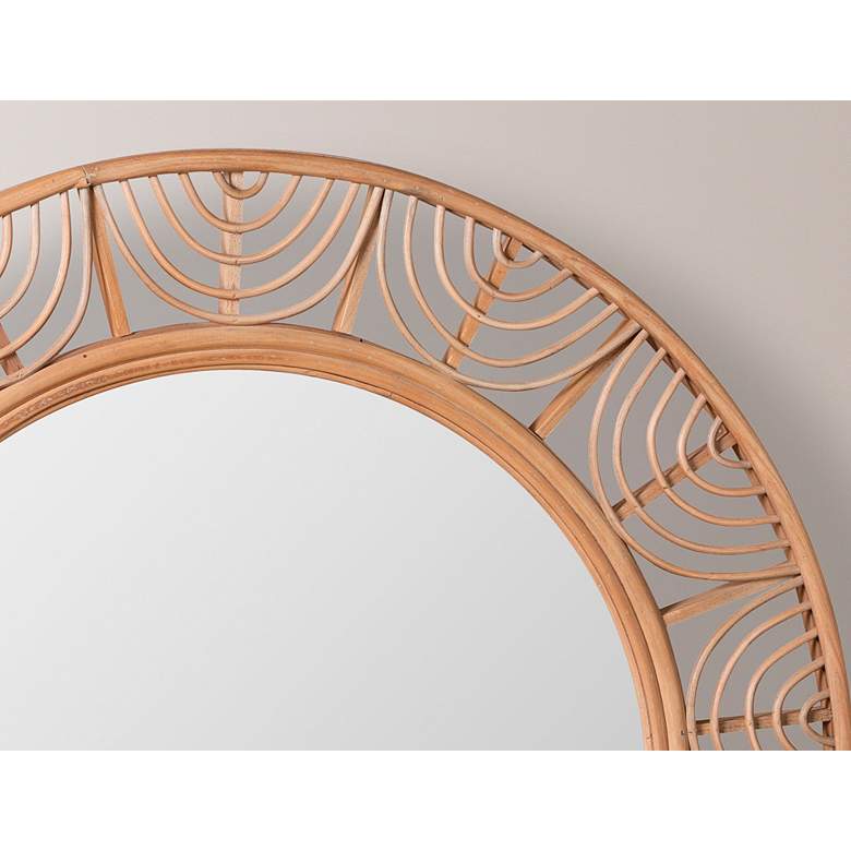 Image 4 Cooper Classics Omari Natural Wood 36 inch Round Wall Mirror more views