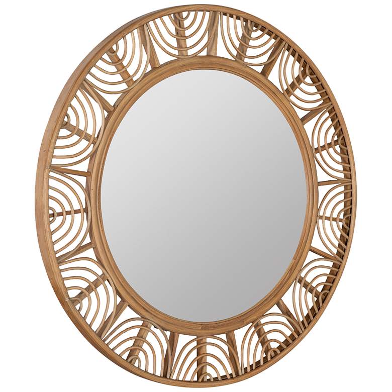 Image 6 Cooper Classics Omari Natural Wood 36 inch Round Wall Mirror more views