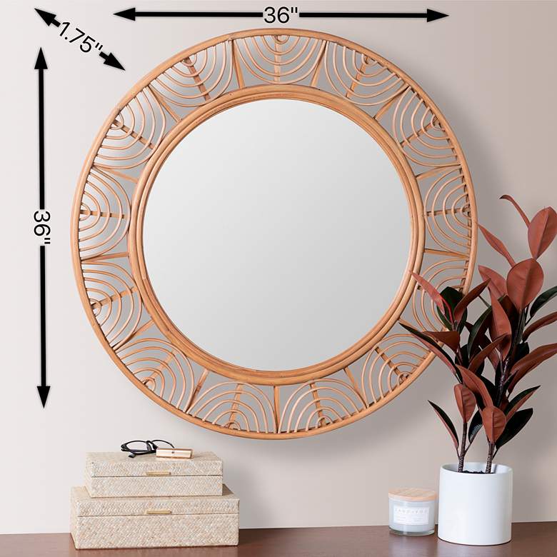 Image 7 Cooper Classics Omari Natural Wood 36 inch Round Wall Mirror more views