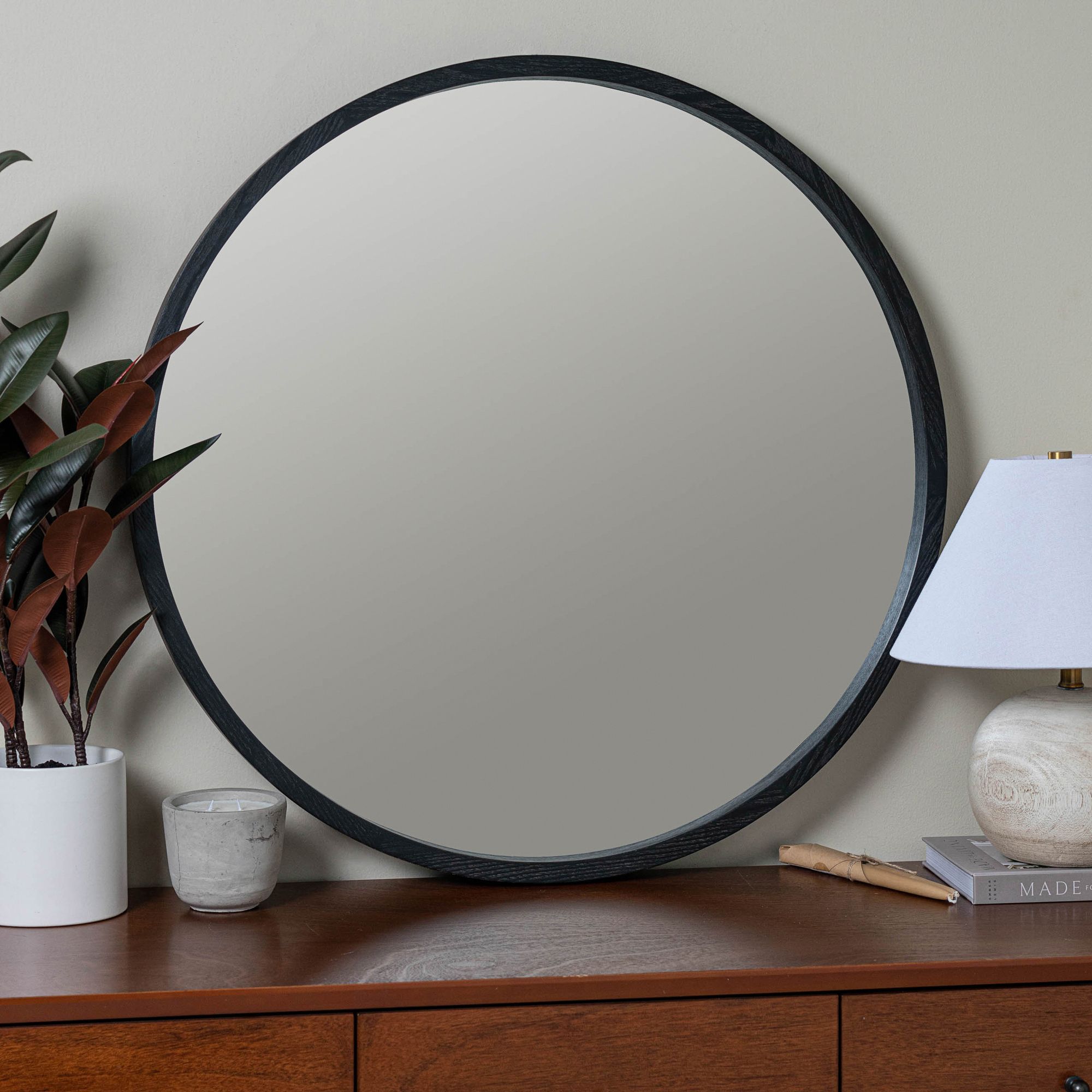 Cooper Classics Parson Glossy Black 34" Round Wall Mirror 423H2 Lamps Plus