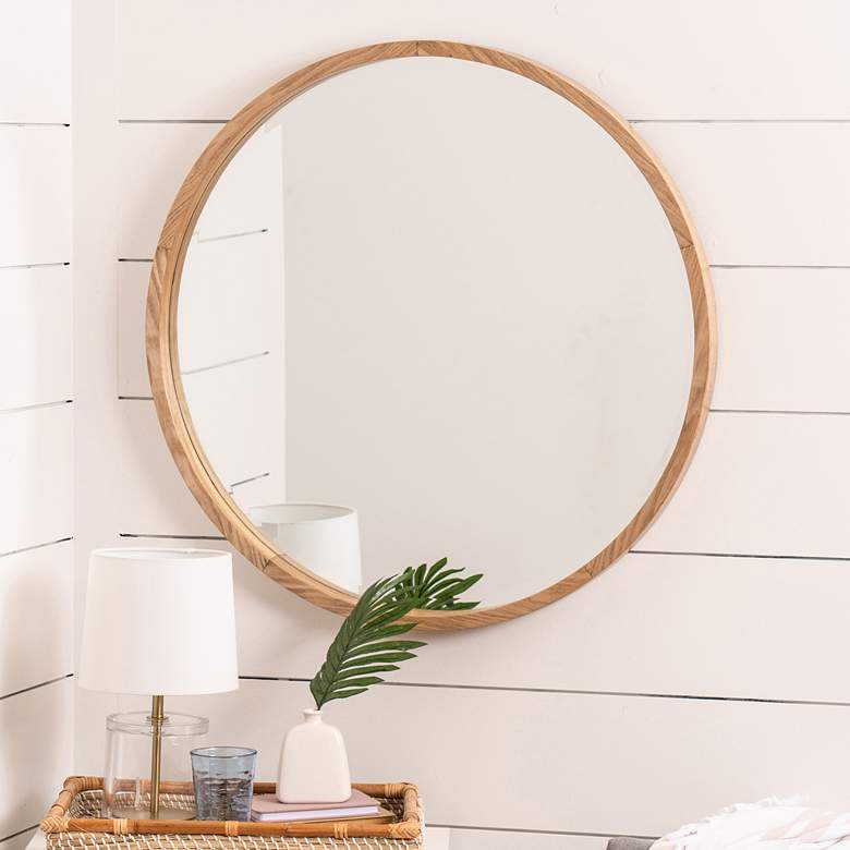 Image 1 Cooper Classics Parson Light Wooden 34" Round Wall Mirror