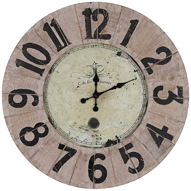 Image 1 Cooper Classics Peterson 31 1/2 inch Round Rustic Wall Clock