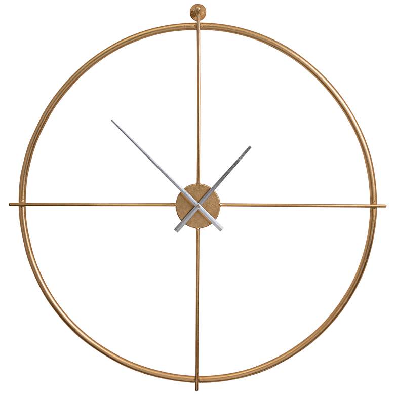 Image 1 Cooper Classics Pine Gold Leaf 39" Wide Metal Wall Clock
