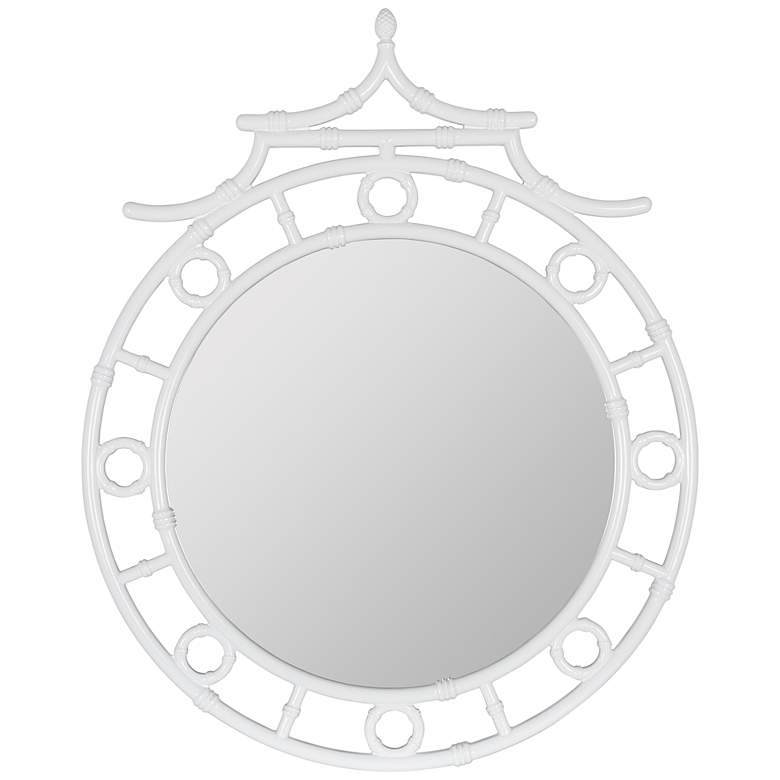 Image 2 Cooper Classics Reena Glossy White 34 1/4" Round Wall Mirror