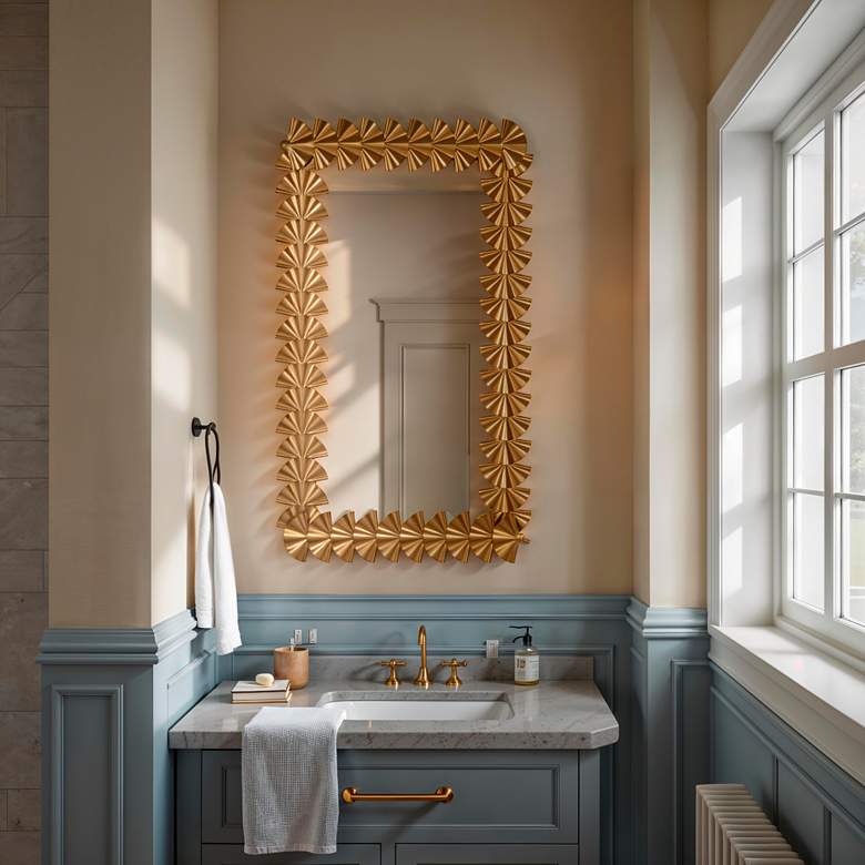 Image 3 Cooper Classics Rita 52x30 Fan Border Gold Metal Wall Mirror more views