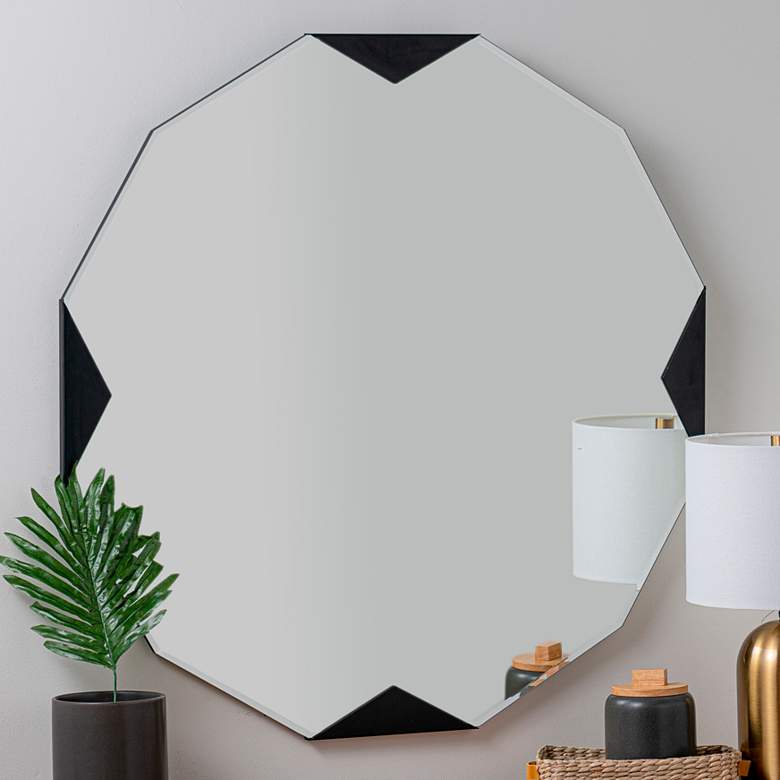 Image 1 Cooper Classics Rosanna Shiny Black 35 inch Round Wall Mirror