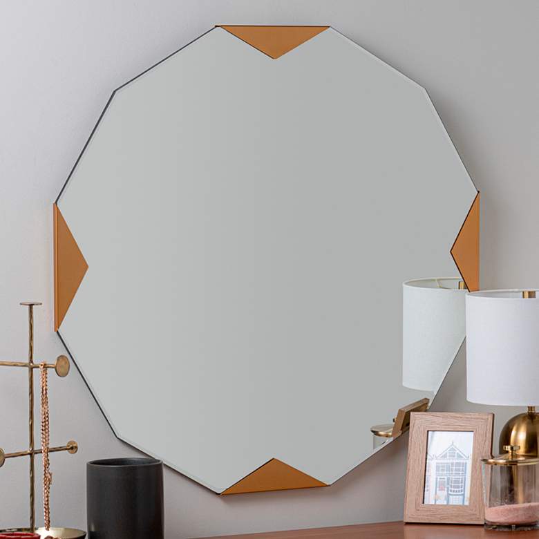 Image 1 Cooper Classics Rosanna Shiny Gold 35 inch Round Wall Mirror
