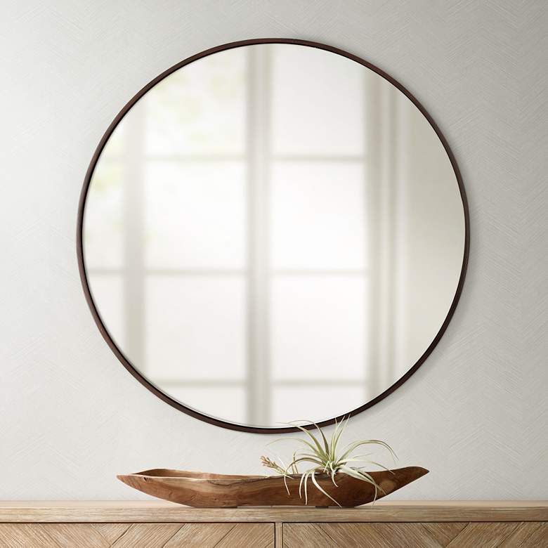 Image 1 Cooper Classics Round Wood Trimmed 34 inch Round Wall Mirror