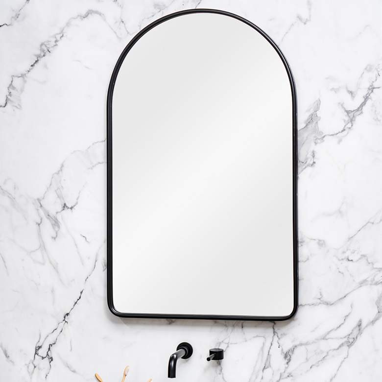 Image 1 Cooper Classics Sebastian Black 24" x 38" Arched Wall Mirror