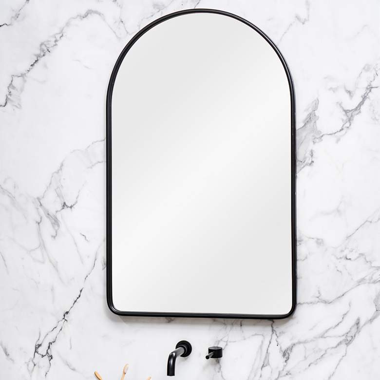 Image 1 Cooper Classics Sebastian Black 24 inch x 38 inch Arched Wall Mirror