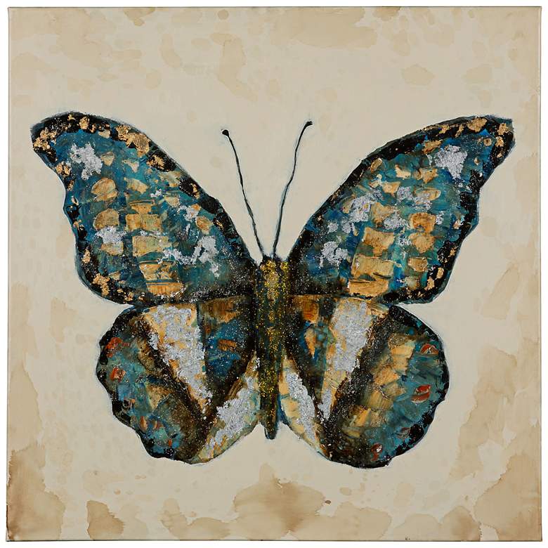 Image 1 Cooper Classics Shimmering Butterfly 30 inch Square Wall Art
