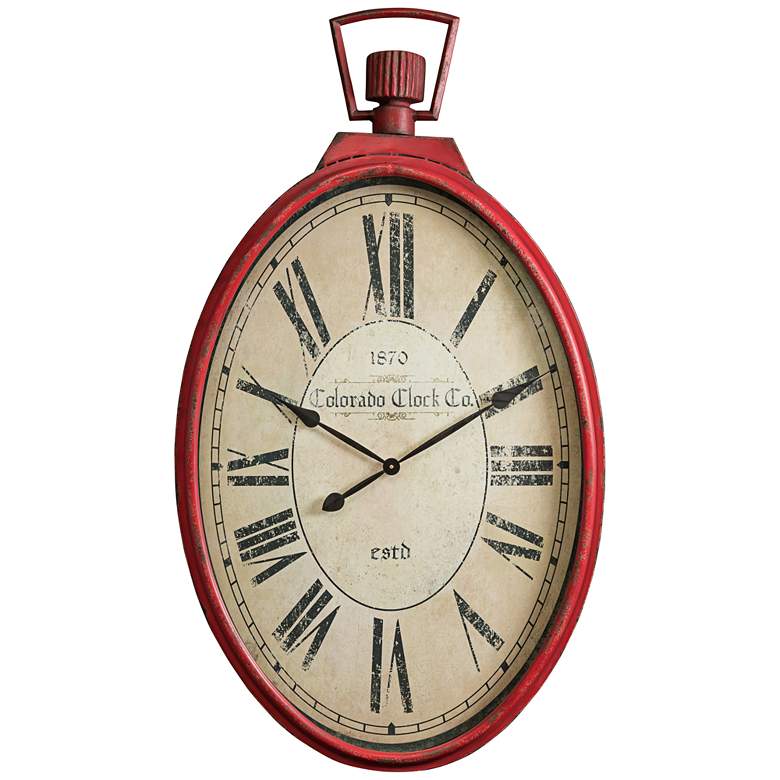 Image 1 Cooper Classics Tildyn Distressed Red 41 inch High Wall Clock