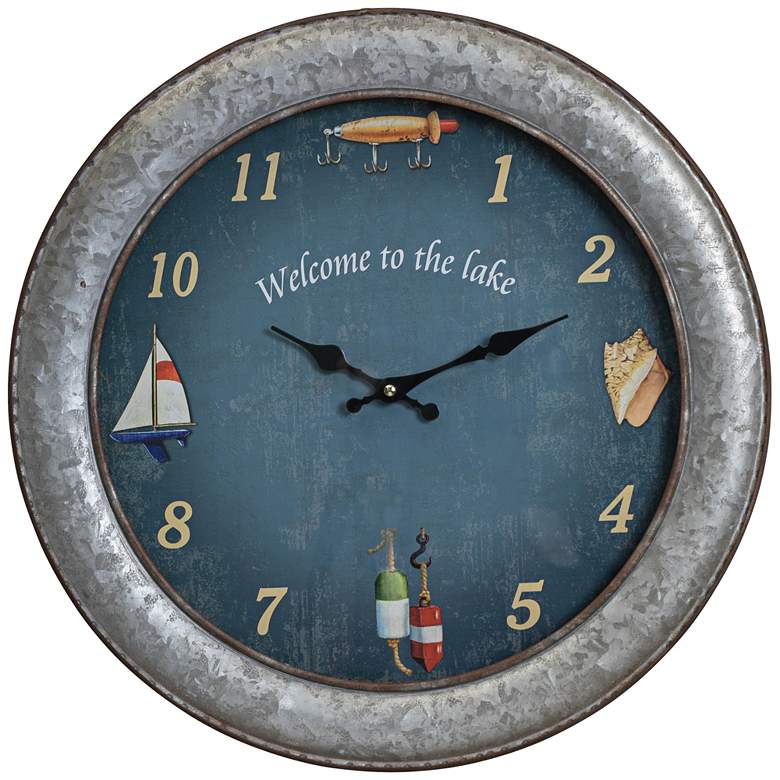 Image 1 Cooper Classics Westlake Aged Silver 18 inch Round Wall Clock