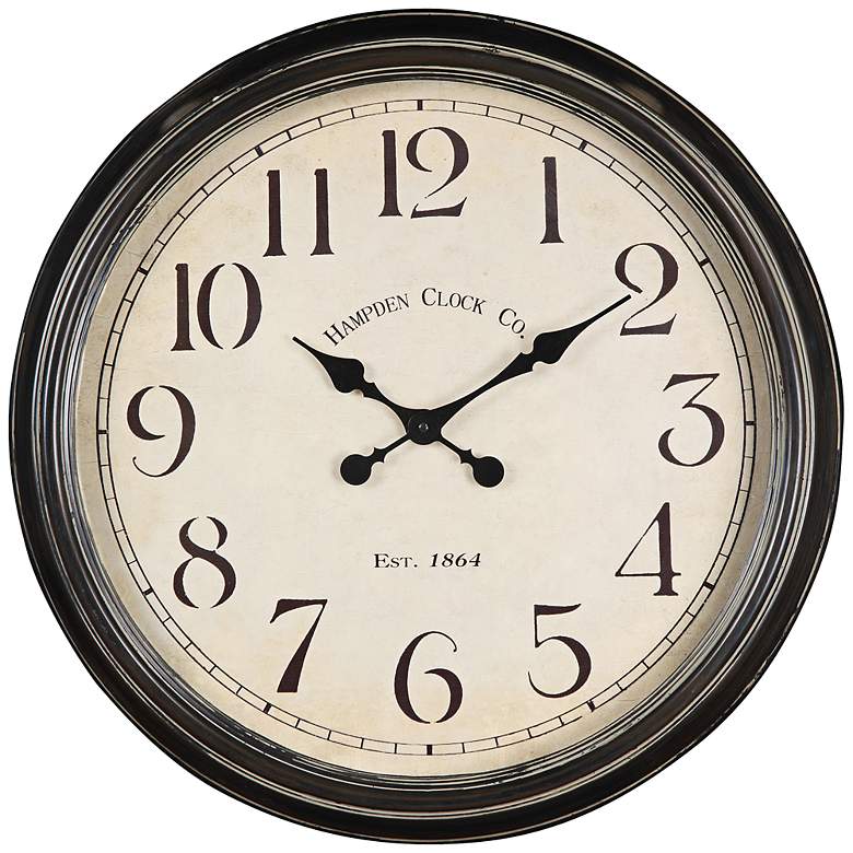 Image 1 Cooper Classics Whitley Aged Black 24" Round Wall Clock