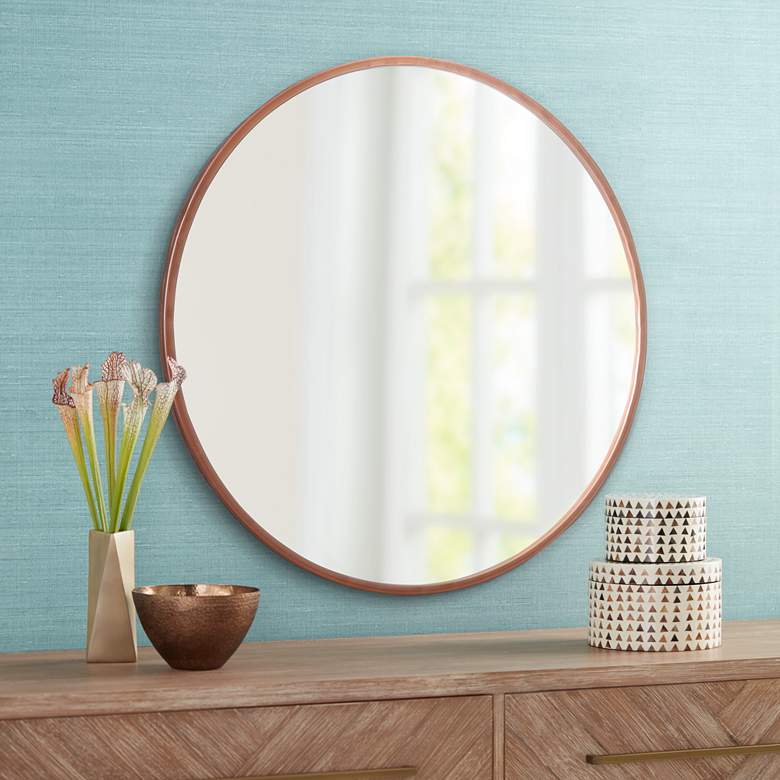 Image 1 Cooper Classics Wilson Rose Gold 28 inch Round Wall Mirror