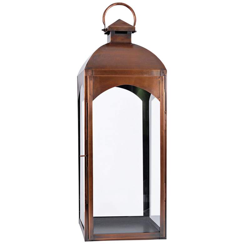 Image 1 Cooperstown 25" High Antique Copper Lantern Candle Holder