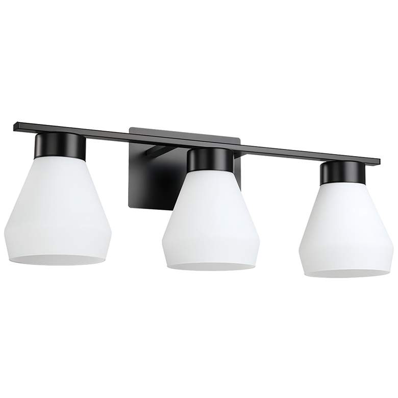 Image 1 Copeland 3-Light Bath Light - Matte Black Finish - White Glass Shade