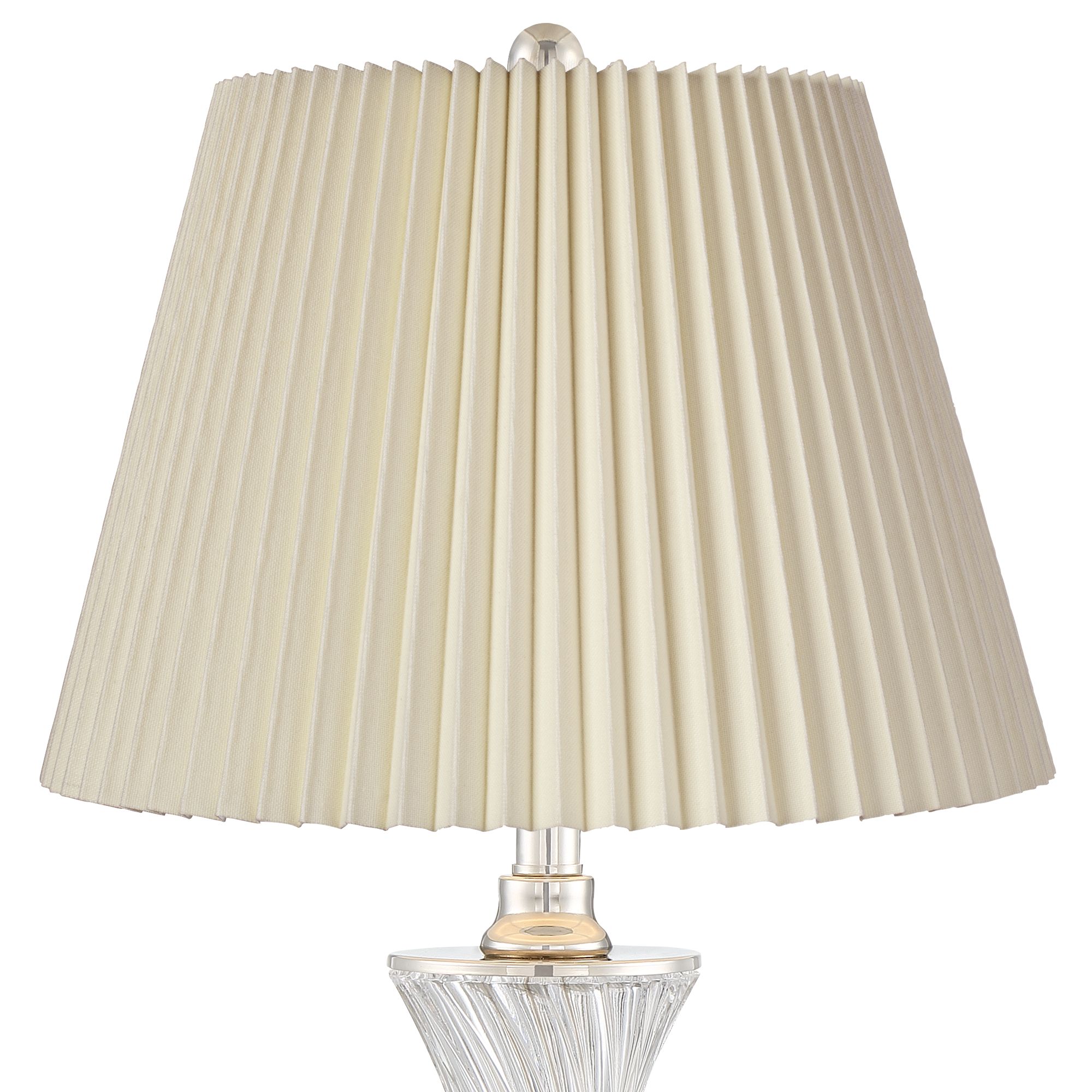 Image 2 Copeland Chrome and Glass USB Table Lamps with Ivory Pleat Shades Set of 2 more views