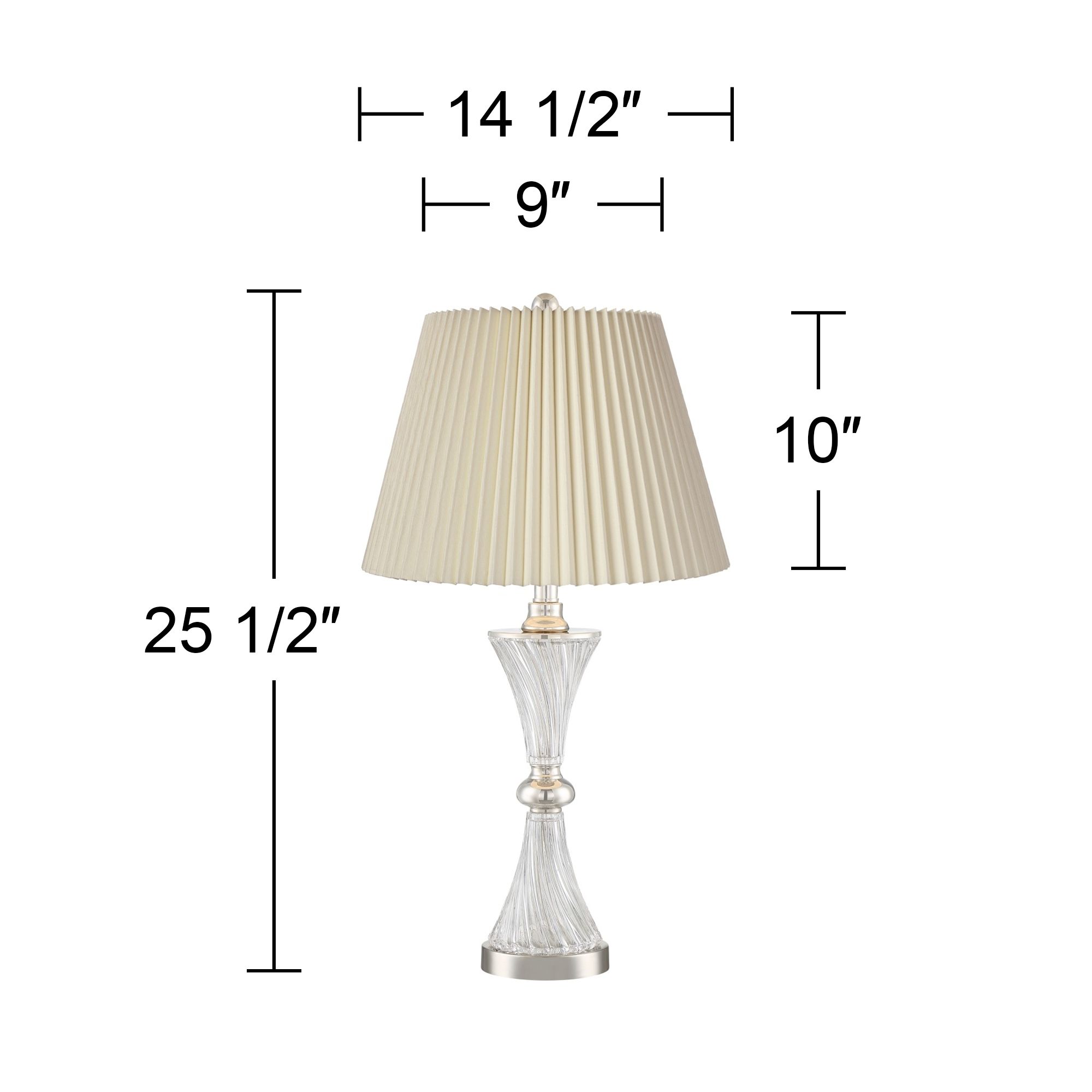 Image 7 Copeland Chrome and Glass USB Table Lamps with Ivory Pleat Shades Set of 2 more views