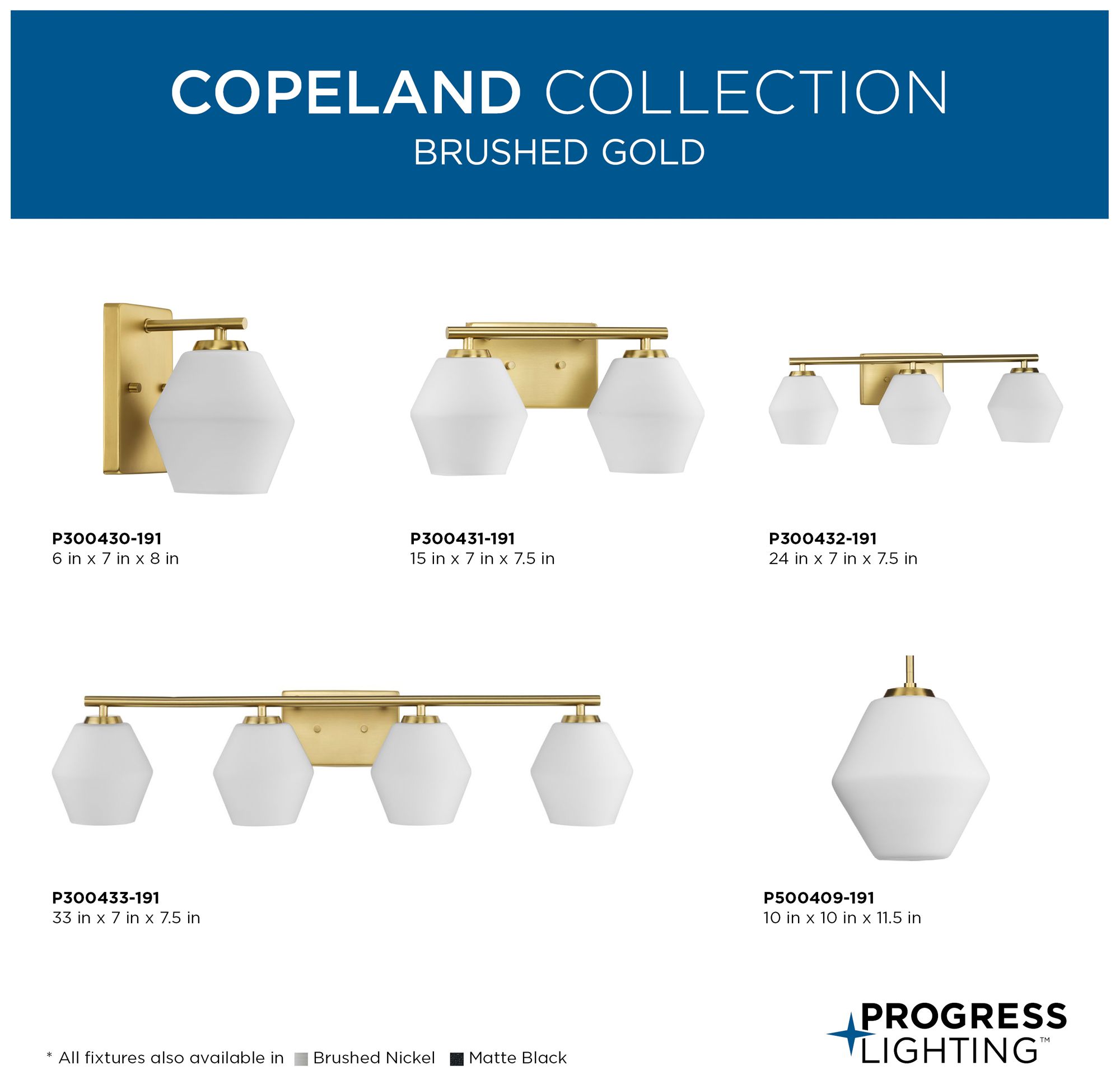 Copeland Collection Three-Light Vanity Mid-Century Modern Vanity Light