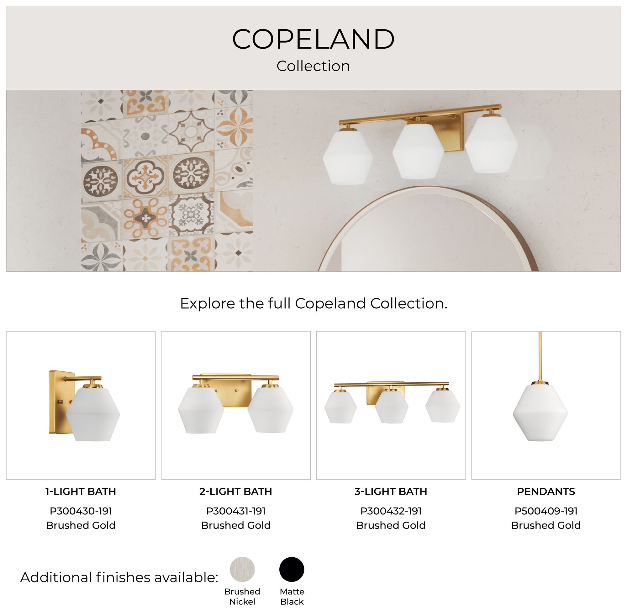 Copeland Collection Three-Light Vanity Mid-Century Modern Vanity Light
