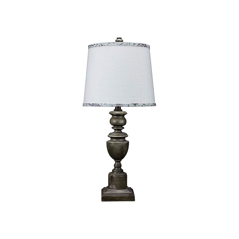 Image 1 Copen Gray Urn Table Lamp with Gray and Spa Blue Trim Shade