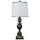 Copen Gray Urn Table Lamp with Gray and Spa Blue Trim Shade
