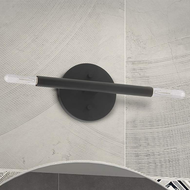 Image 2 Copenhagen 10" High Black 2-Light Wall Sconce