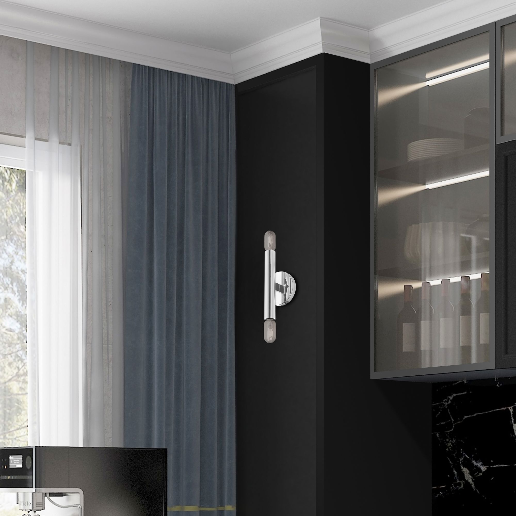 Copenhagen 10" High Polished Chrome 2-Light Wall Sconce in scene