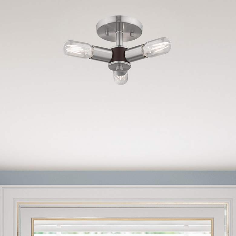Image 1 Copenhagen 13.75" Wide 3 Light Brushed Nickel Modern Ceiling Light
