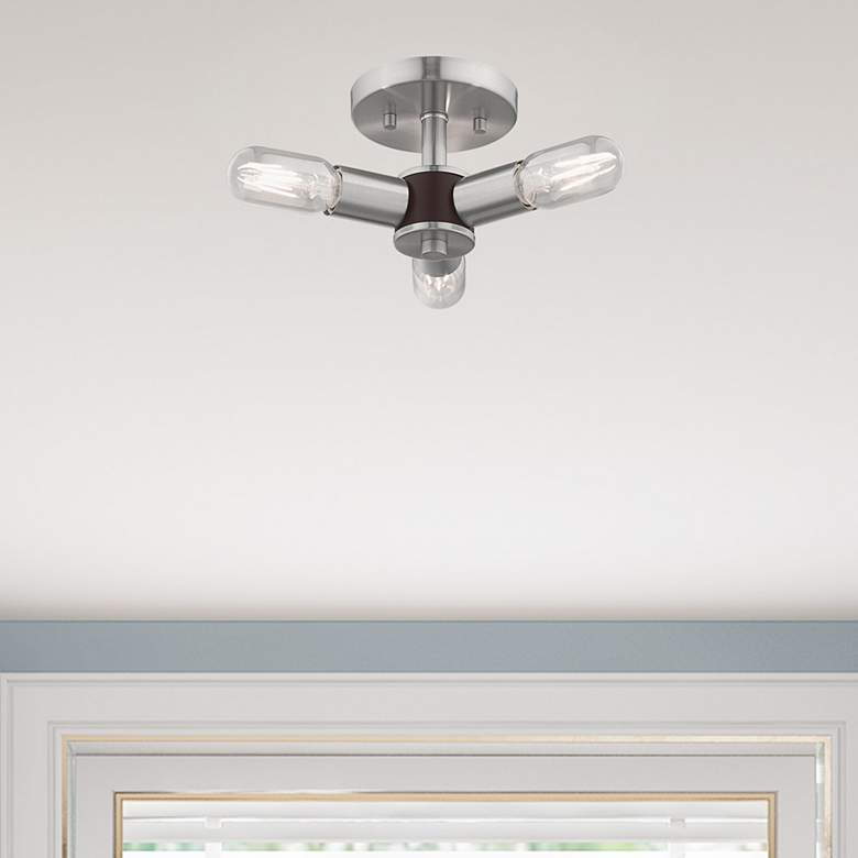 Image 1 Copenhagen 13.75 inch Wide 3 Light Brushed Nickel Modern Ceiling Light