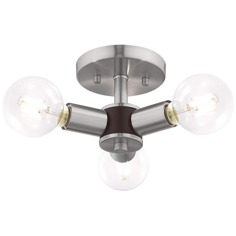 Image 4 Copenhagen 13.75" Wide 3 Light Brushed Nickel Modern Ceiling Light more views