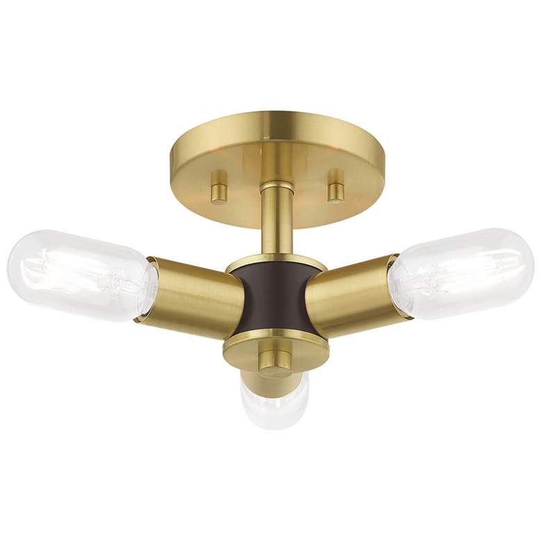 Image 4 Copenhagen 13.75" Wide 3 Light Satin Brass Modern Ceiling Light more views