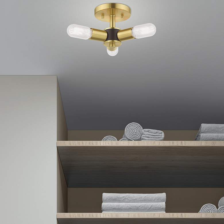 Image 5 Copenhagen 13.75" Wide 3 Light Satin Brass Modern Ceiling Light more views