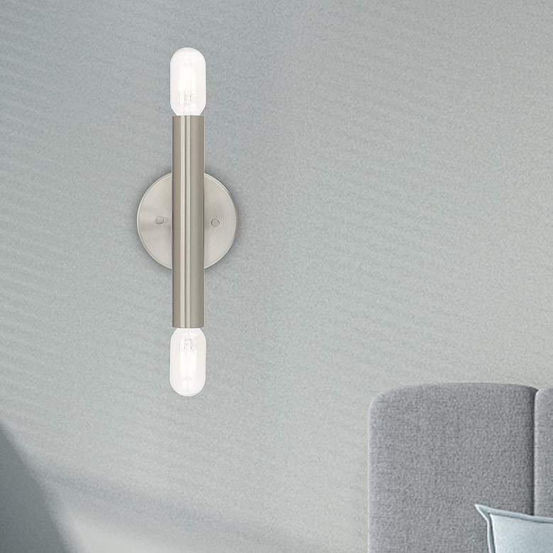 Image 1 Copenhagen 16.75" High 2 Light Brushed Nickel Modern Wall Sconce