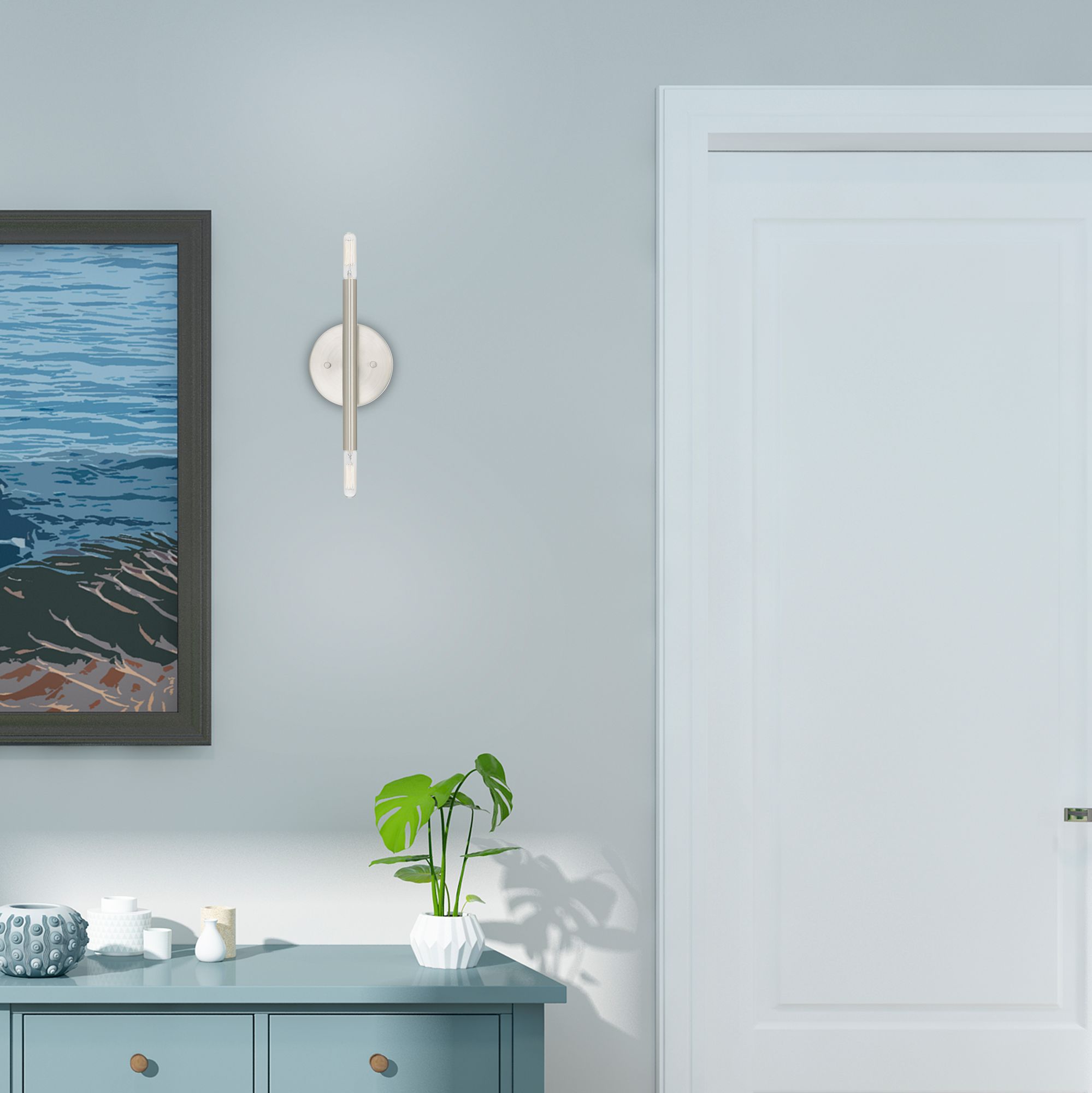 Copenhagen 2 Light Brushed Nickel ADA Wall Sconce