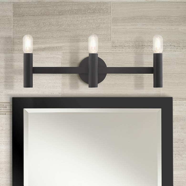 Image 1 Copenhagen 23 1/2" Wide Black 3-Light Bath Light