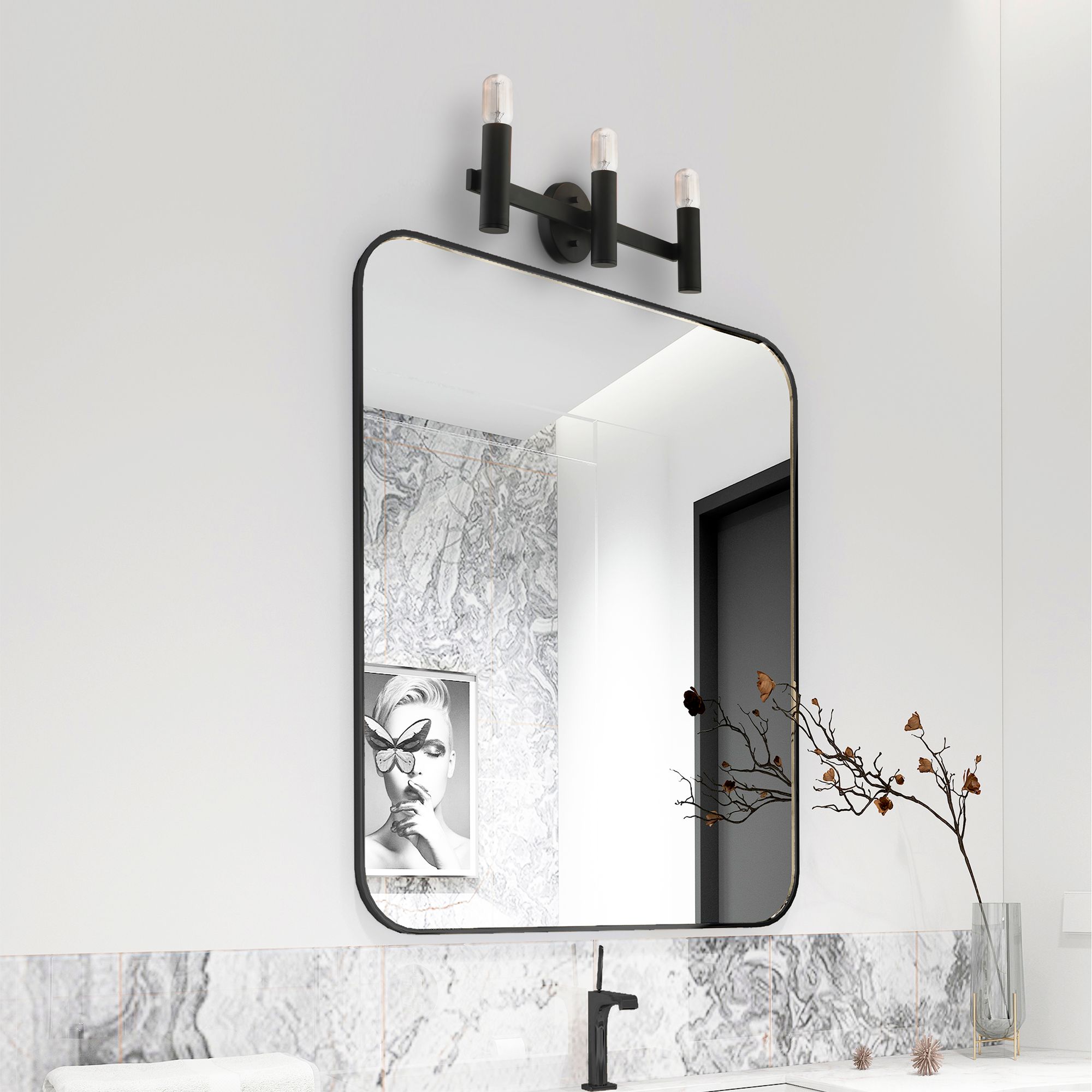 Copenhagen 23 1/2" Wide Black 3-Light Bath Light