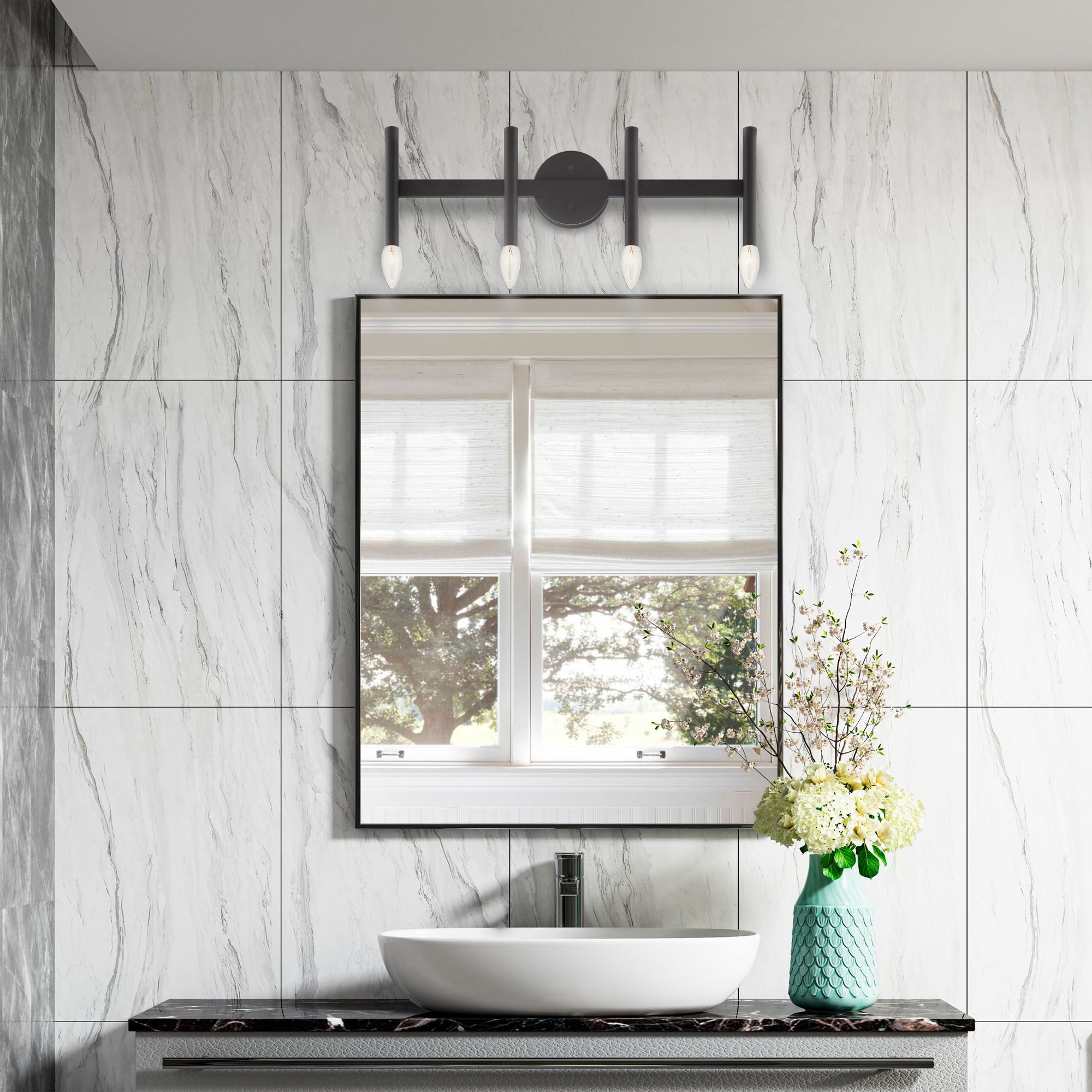 Copenhagen 23 1/2" Wide Black 4-Light Bath Light