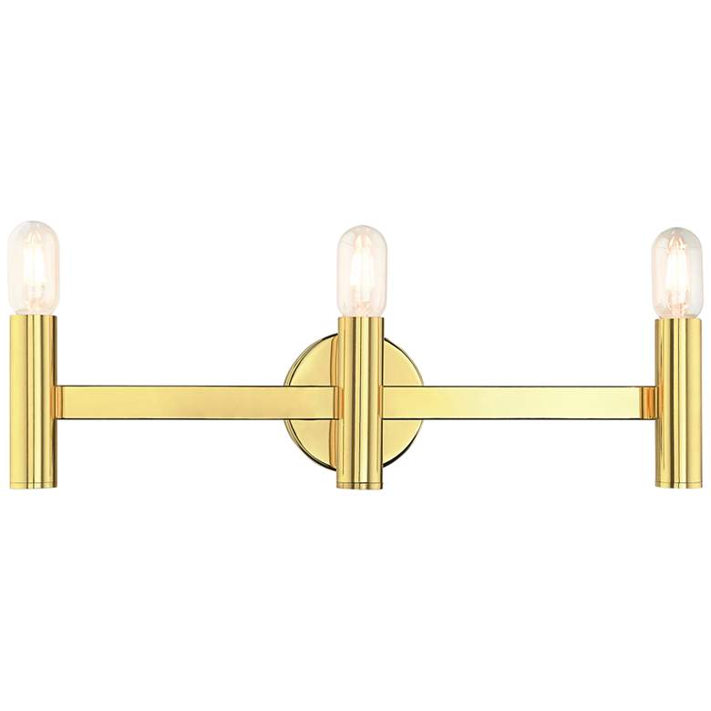 Image 2 Copenhagen 23 1/2 inch Wide Polished Brass 3-Light Bath Light